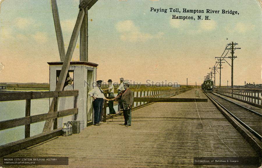 Postcard: Paying Toll, Hampton River Bridge, Hampton, New Hampshire